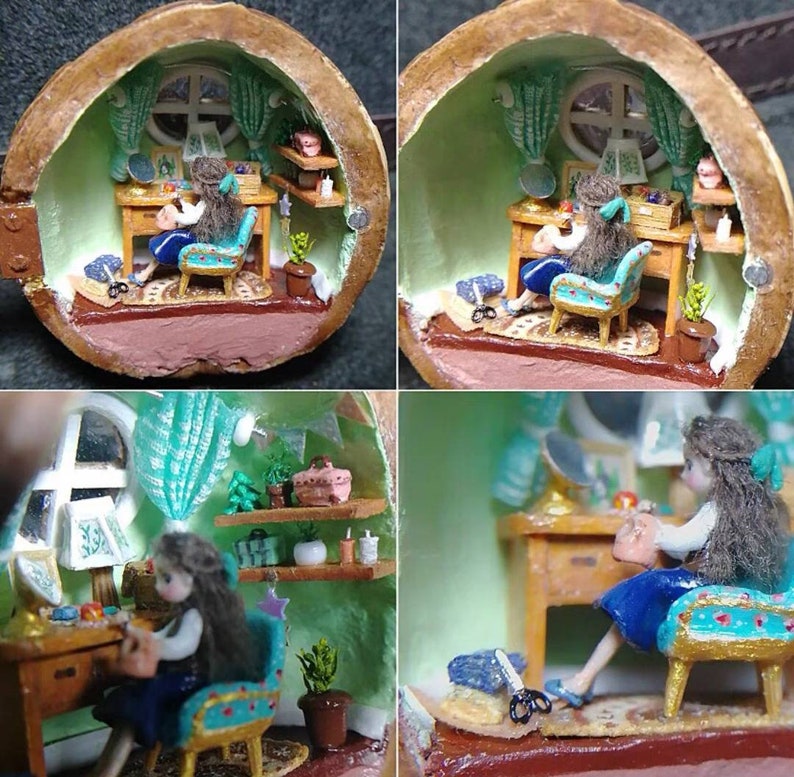 Walnut Shell Doll Houseminiaturedoll House Miniaturegift Etsy