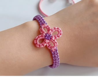 Pulsera de microflor de macramé: joyería de la amistad hecha a mano (patrón PDF)