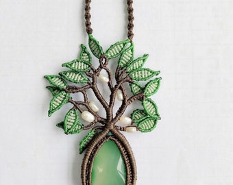 マクラメ生命の樹ネックレス：ブルークォーツ、神聖幾何学 - Etsy 日本