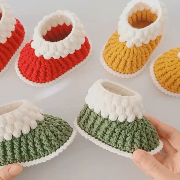 Crochet Baby shoes pattern,crochet pattern,handmade new born gift,winter shoe for baby, length  4.3 inches,suit for baby aged 6-8 months