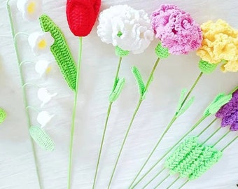Crochet flowers,party gift,crochet sunflower,crochet tulip,crochet lavender,crochet hyacinth,crochet callalily,crochet daisy,crochet Lily