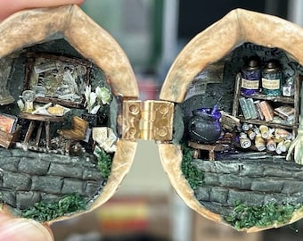 Handmade Walnut Shell House,Miniature Fairy House ,Walnut Shell Craft,Unique Gift Idea,Miniature scene,birthday gift,Christmas gift