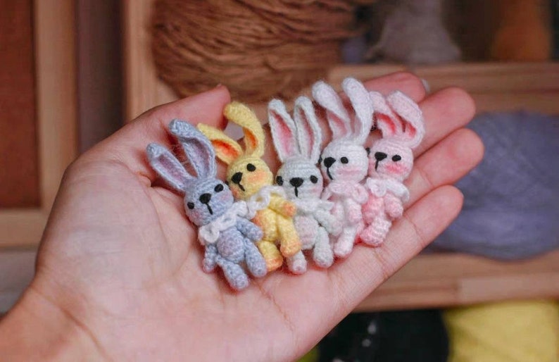 Micro Crochet Rabbit Doll: Handmade Acrylic Art, Blythe Accessory - Etsy