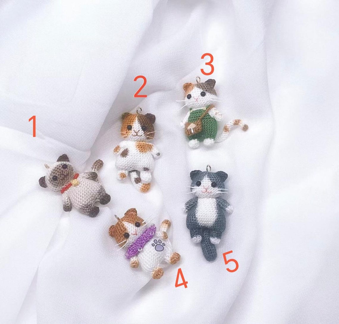 Micro Crochet Cat,handmade Lace Thread Cat Pendant,necklace Charm ...