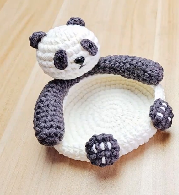 Crochet Panda Coaster Pattern: Animal Storage Tray (PDF Pattern