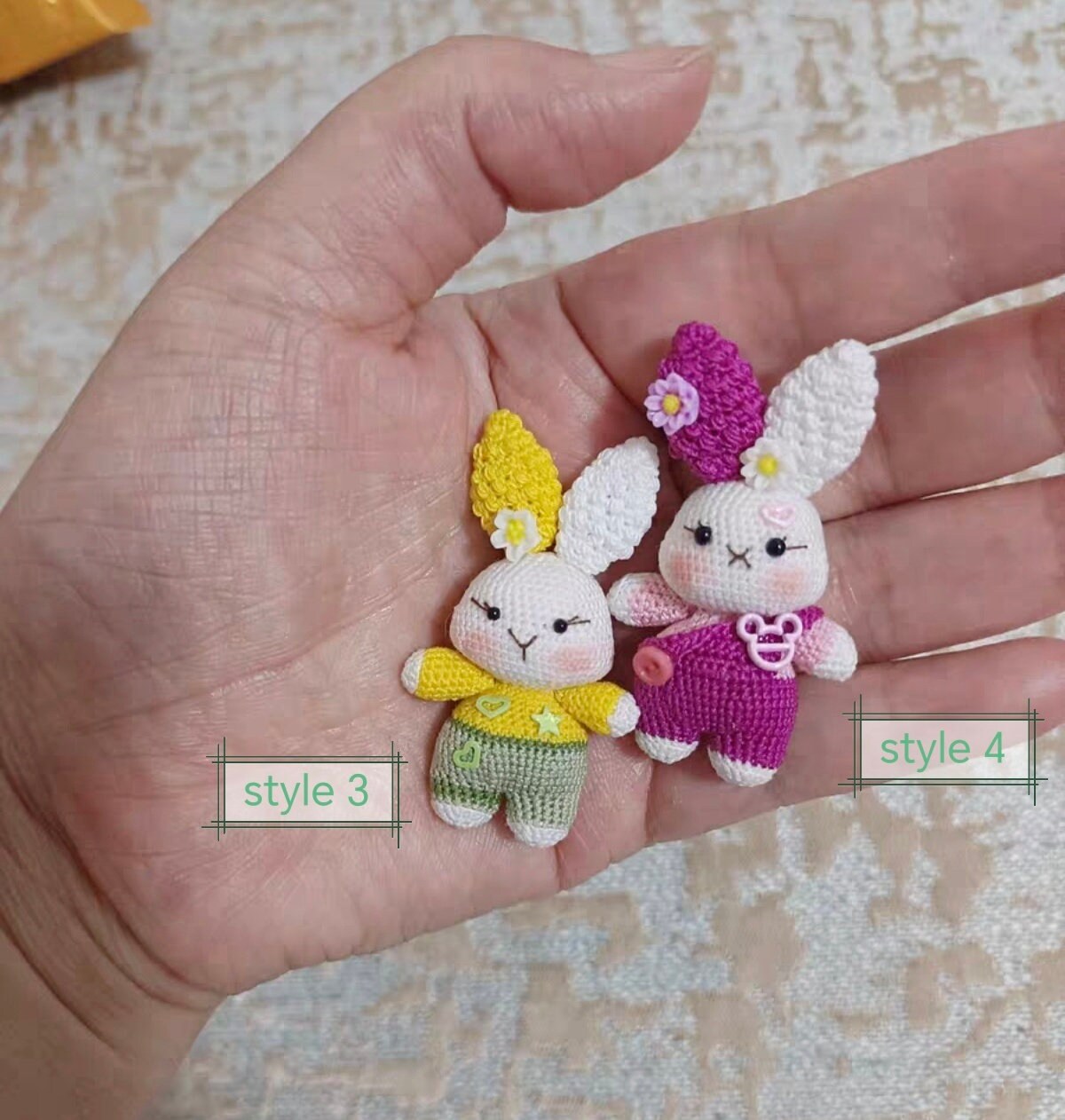 Micro Crochet Rabbit: Handmade Acrylic Yarn Miniature Animal - Etsy