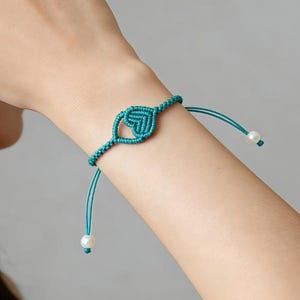 Bracciale Donna A Cuore Regolabile – Braccialetto Dell'Amicizia In Argento, Catena Con Perline