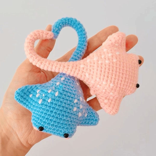 Little fish crochet Pattern, animal crochet pattern, PDF pattern, with detailed picture, for beginner, crochet Tutorials. Mini Manta pattern