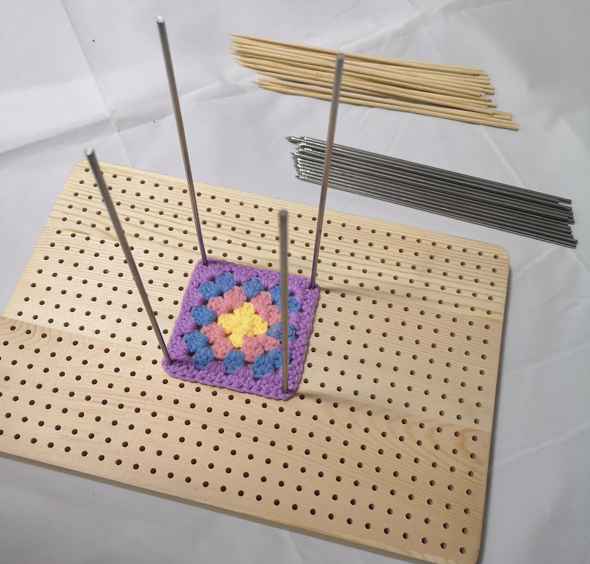 Crochet Blocking Board Pegboard for Blocking Crochet Bamboo 8 Inches with Pins Knitting Blocking Board Crocheting Supplies for Beginners, Men's, Size