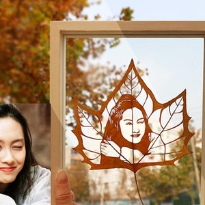 Custom Leaf Carving Art: Personalized Photo Gift