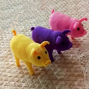パターン、かぎ針編みのミニブタ、動物のパターン、あみぐるみのチュートリアル、大きなブタのパターン、初心者向け、かぎ針編みのかわいいブタ、かぎ針編みの動物のチュートリアル