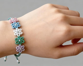 Makramee Blumen Armband Muster: Anfänger DIY Schmuck