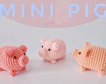 Little pig crochet Pattern, animal crochet pattern, PDF pattern, with detailed picture, for beginner, crochet Tutorials. Mini pig pattern