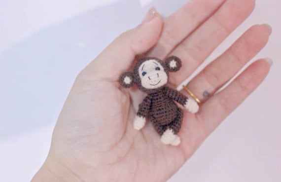 Micro Crochet Monkey Doll: Handmade Acrylic Yarn Art