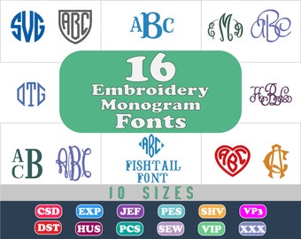90% Off Embroidery Monogram Font Bundle , Monogram Embroidery Fonts in Pes Csd Dst Exp Hus Jef Pcs Shv SEW VP3 VIP XXX fileformats