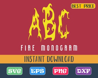 Fire Monogram SVG, Fire monogram font, Fire Cricut Font , Monogram SVG, Fire Cricut monogram, Monogram svg, Cut Files Svg Dxf Eps Png