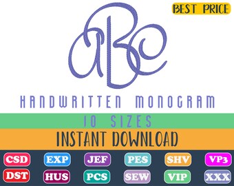 Handwritten Monogram Embroidery, Handwritten monogram font embroidery, Embroidery Fonts , Embroidery Monogram Alphabet , Monogram Embroidery