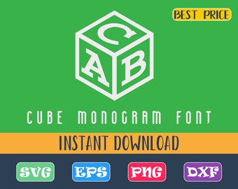Cube Monogram Font SVG, Cube Monogram Cricut Font, Cube Monogram SVG, Cube font Monogram, Cricut monogram, Cut Files Svg Dxf Eps Png