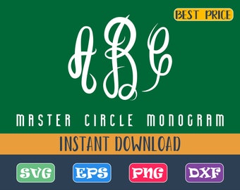 Master Circle Monogram Font SVG, Master Circle monogram font, Master Circle Font , Monogram SVG, Monogram svg, Cut Files Svg Dxf Eps