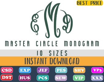 Master Circle Monogram Embroidery, Master Circle monogram font embroidery, Embroidery Fonts , Embroidery Monogram Alphabet , Embroidery