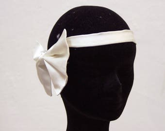 Headband de mariage noeud en soie ivoire