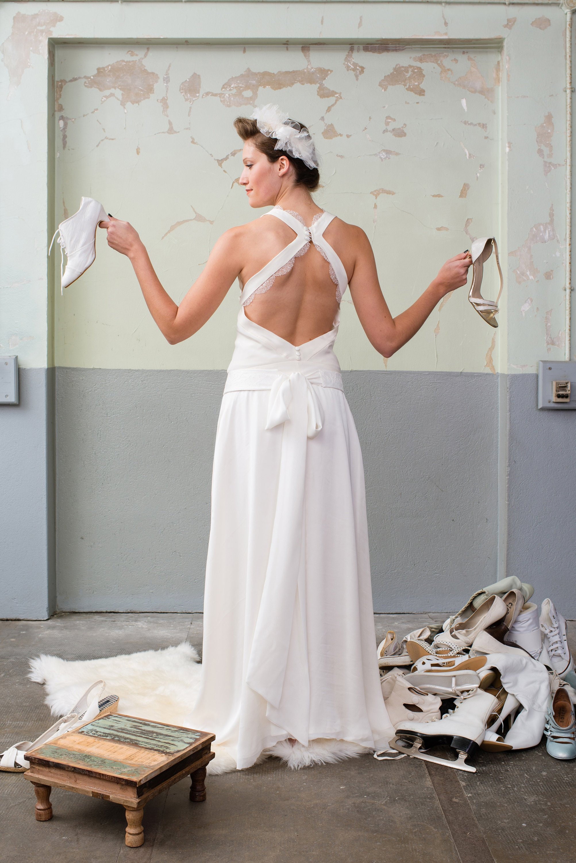 Beaded halter tiered shop chiffon gown
