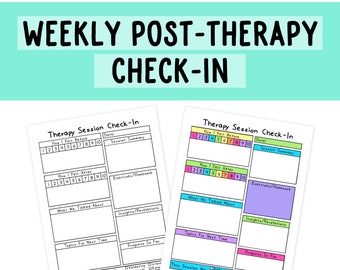 Post Therapy Check-In Worksheet | Pre-Therapy | Therapy Tools | Progress