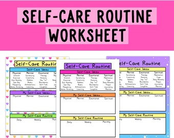 Self-Care Routine Worksheet | Printable | Self-Love | Love Yourself