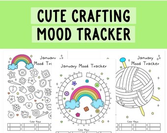 Crafting Mood Tracker | Handdrawn | Self-Love Rainbow | Mood Log | Mental Health | Anxiety Tracker | Circular Mood Chart | Printable Mood