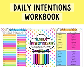 Daily Intentions Workbook | Manifestation |  Goal Setting Workbook | Printable