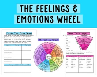 Feelings Wheel | Emotion Wheels | Mental Health Worksheet | Emotional Intelligence | Wellness |  Psychology Tools | Therapy Resource