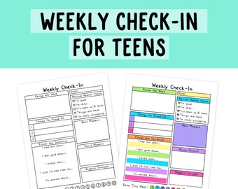 Weekly Check-In For Teens | Teen Mental Health | School | Journaling for Students | High School Mental Health | Teenager Mental Health