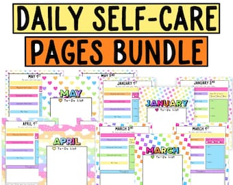 Daily Self-Care Worksheets Bundle | Goals | Motivation | Self-Care Planner | Bullet Journaling