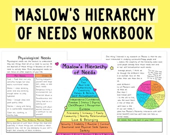 Maslow's Hierarchy of Needs Workbook | Self-Care Needs | Therapy Prints | Self-Improvement Worksheet | CBT