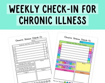 Chronic Illness Weekly Check-In Worksheet | Pain Tracker | Spoonie |Symptom Tracker
