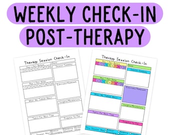 Post Therapy Check-In Worksheet | Pre-Therapy | Therapy Tools | Progress