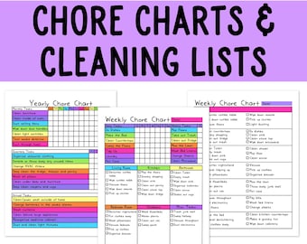 Cleaning Lists & Chore Charts | Organization | Editable | Daily Chores | Family Cleaning