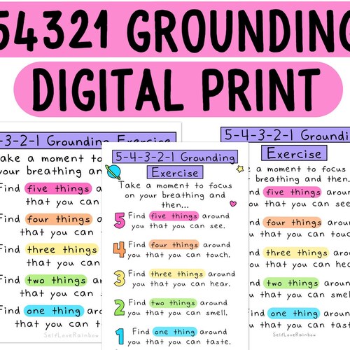 5-4-3-2-1 Grounding Printable Art Colorful Wall Art - Etsy