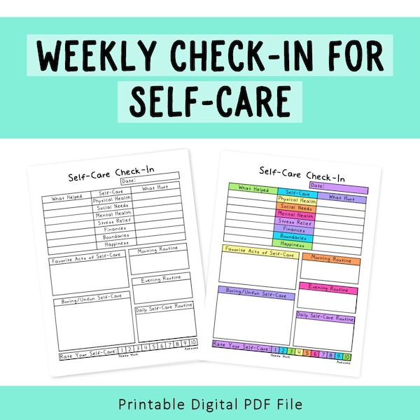 Weekly Self-Care Check-In | Love Yourself | Practice Self-Care | Self-Love Language