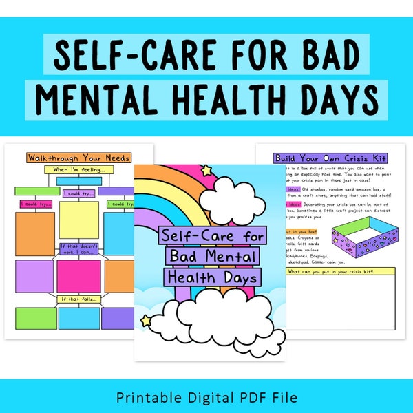 Self-Care for Bad Mental Health Days | Depression | Anxiety | Self-Care Worksheets