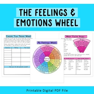 Feelings Wheel | Emotion Wheels | Mental Health Worksheet | Emotional Intelligence | Wellness |  Psychology Tools | Therapy Resource