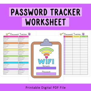 Password Tracker | Organization | Printable & Fillable | Website Password Keeper | Login Tracker | Printable Password Planner |