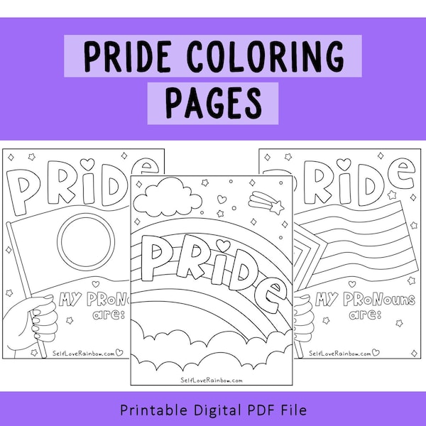 Pride Coloring Pages | Pride Month | LGBTQIA+ Art | Printable | Hand Drawn | Pride Flags | Coloring Book