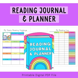 Reading Journal & Planner | Digital or Printable | Reading Tracker | Book Reviews | Reading Challenge Planner Bundle | Bookshelf | Books