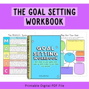 Goal Setting Workbook | Anxiety | ADHD | Organization | Depression | Attainable Goals | Planning | Habits | Reflections | Productivity