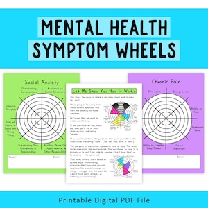 Symptom Wheels | Agoraphobia | Complex Post-Traumatic Stress | Chronic Pain | ADHD | Depression | Printables | Worksheets