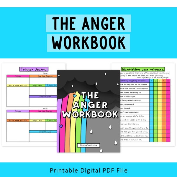 Le cahier d'exercices de la colère | Feuilles de travail sur la santé mentale | Auto-assistance | Gestion de la colère