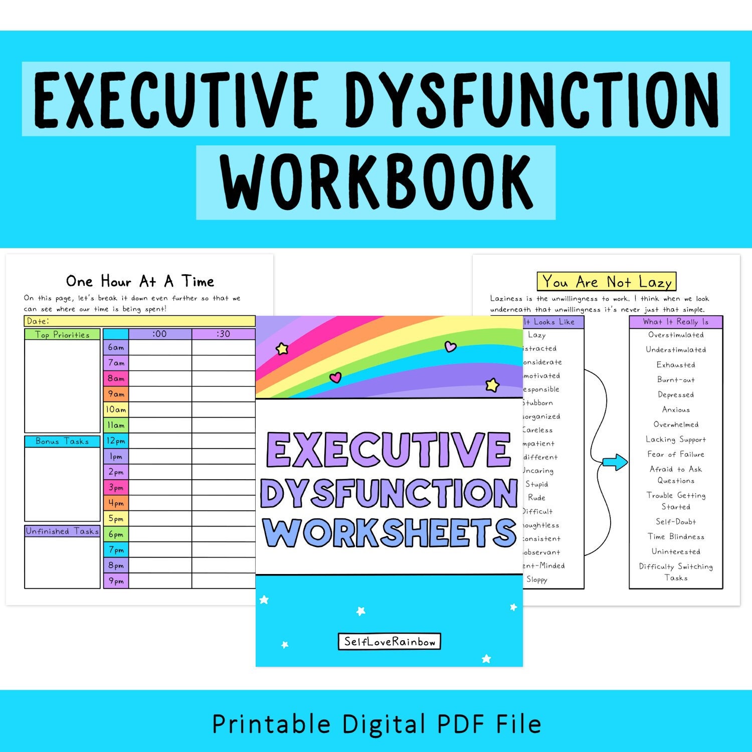 Executive Dysfunction Workbook | Anxiety | ADHD | Organization | Depression