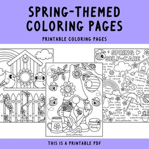 Spring Coloring Pages | Printable | Hand Drawn l Digital Coloring Book | Cute Printable Sheets PDF | Relaxation | Equinox Coloring