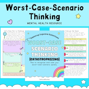 Worst-Case Scenario Thinking | Mental Health Worksheets | Self-Help | Catastrophizing | Cognitive Distortions | Thought Processing | CBT